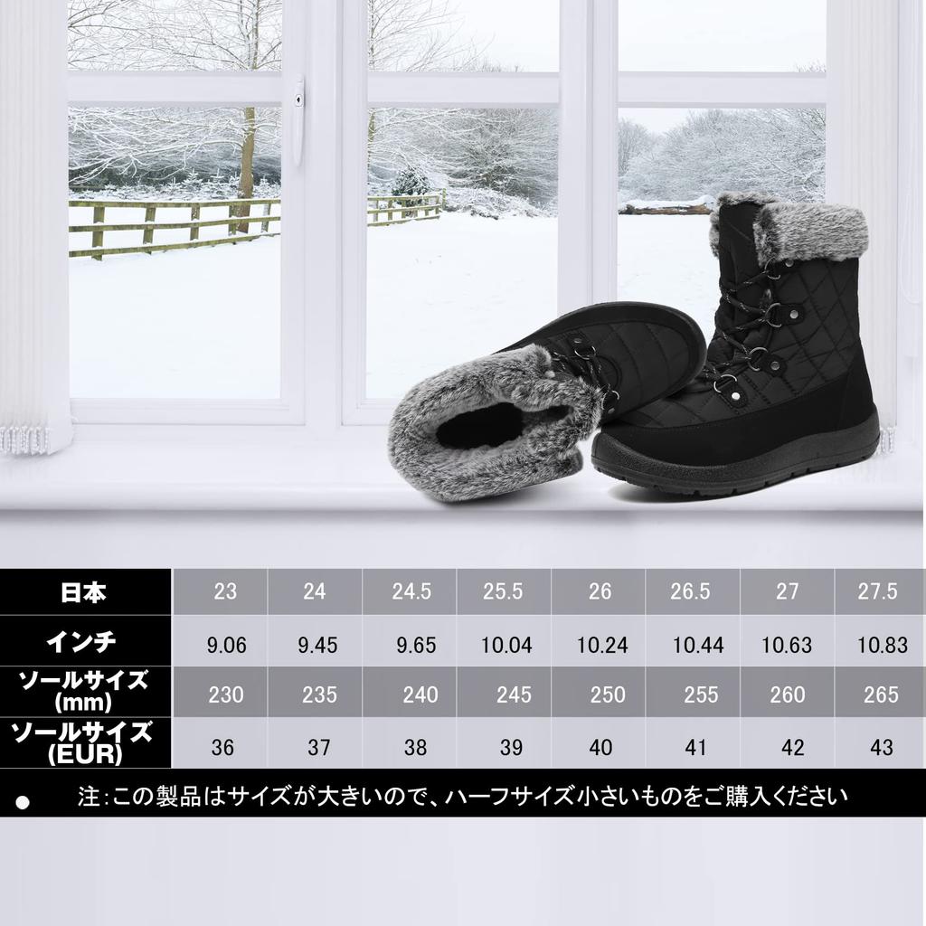 JSWEI Waterproof Snow Boots with Winter Faux Thick Size Cm Women's Non-Slip Boots, Fur, Abrasion-Resistant, Ultra-Lightweight, Sole, Lace-Up, Casual,