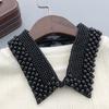 Elegant Pearls Beaded Bib Faux Collar Half Shirt for Women Lapel False Collar Detachable Collar Neckline Choker Necklace
