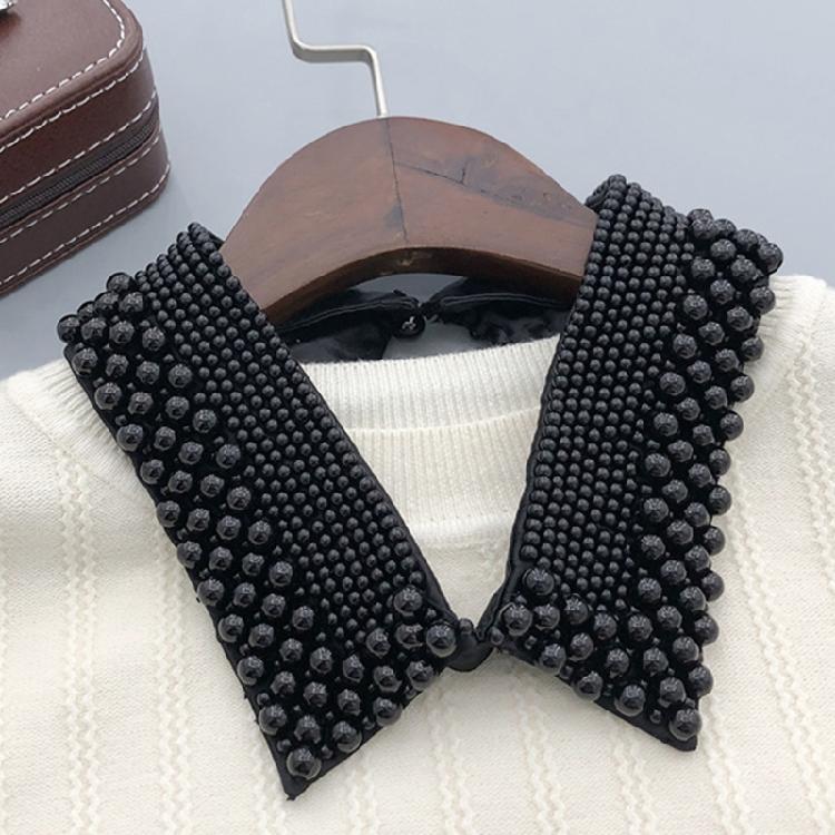 Elegant Pearls Beaded Bib Faux Collar Half Shirt for Women Lapel False Collar Detachable Collar Neckline Choker Necklace