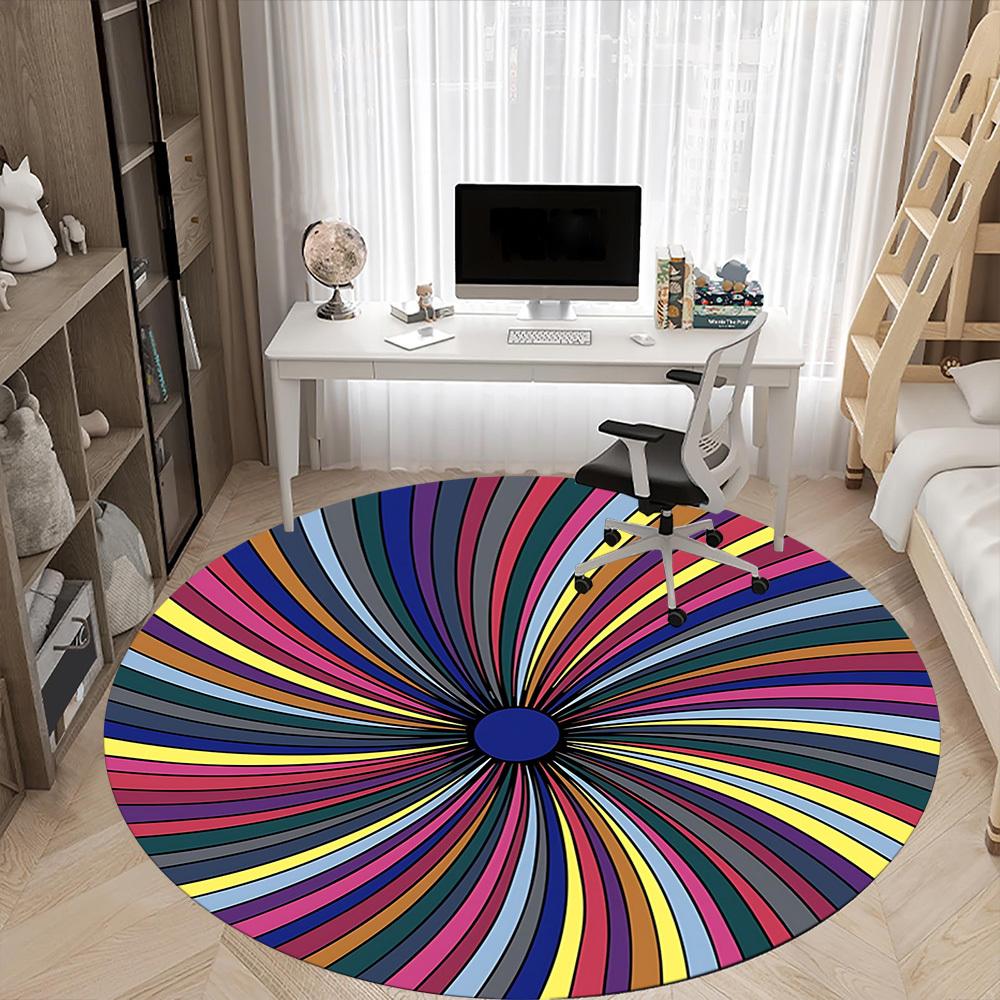 1pc Spiral Kaleidoscope Pattern Office Round Rug, Carpet for Office, Gaming, Lightweight Round Floor Mat yy260208010