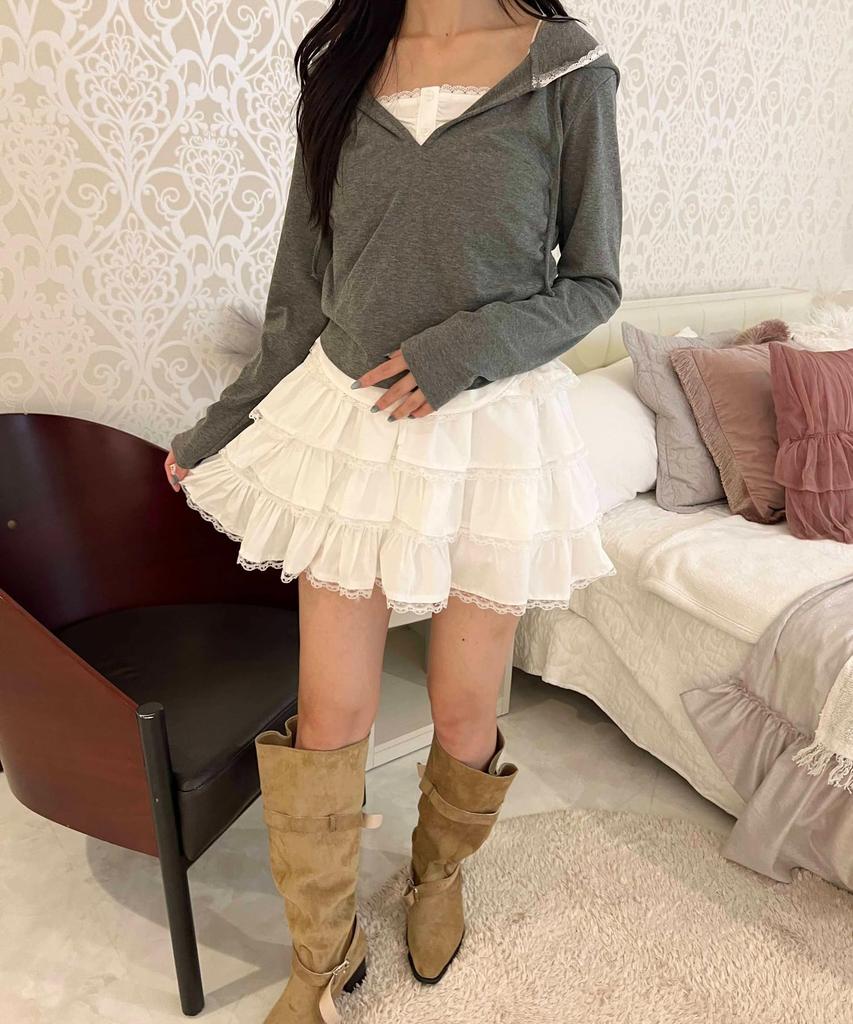 WEGO PHILLY Faux Layered Cut Gray Hoodie, Women's,