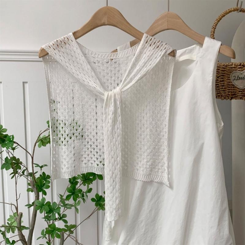 Coprispalle a Maglia Traspirante con Design 3D su Misura, Sciarpa Estiva a Rete con Foro e Finto Collo, per Ambienti Climatizzati