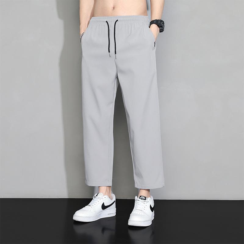 Eisseidenhose für den Sommer, dünne Herrenhose, lockere gerade Hose, weites Bein, 9 Zoll große Anzughose, Freizeithose