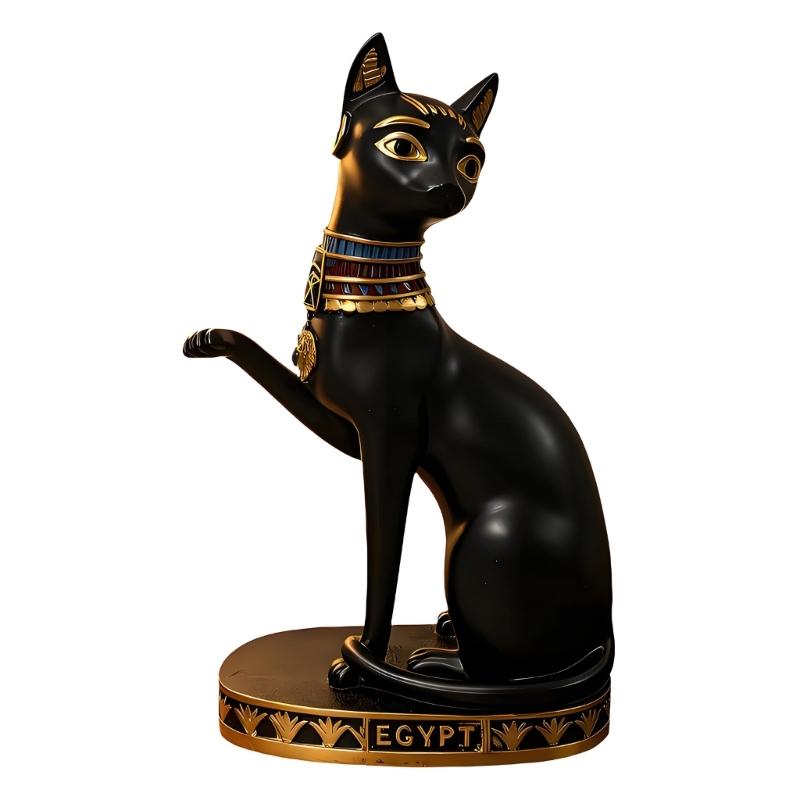 Altes Ägypten Harz Katzen Göttin Bastet Figur für Regal Styling, Indoor Dekorative Statue für Schreibtische und Vitrinen