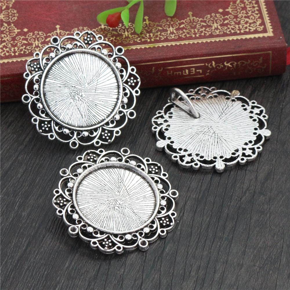 5pcs 25mm Inner Size Pendant Cabochons Blank Base Setting Bezel Tray Alloy DIY Jewelry Making Accessories for Necklace Keychains