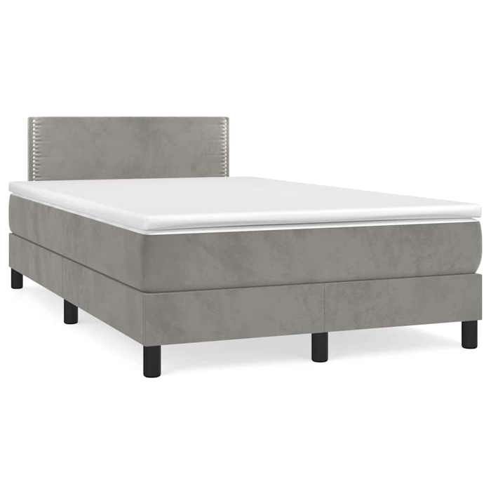 Exclusive House - Slatted Bed Base with LED Mattress Light Grey 120x190 Cm
