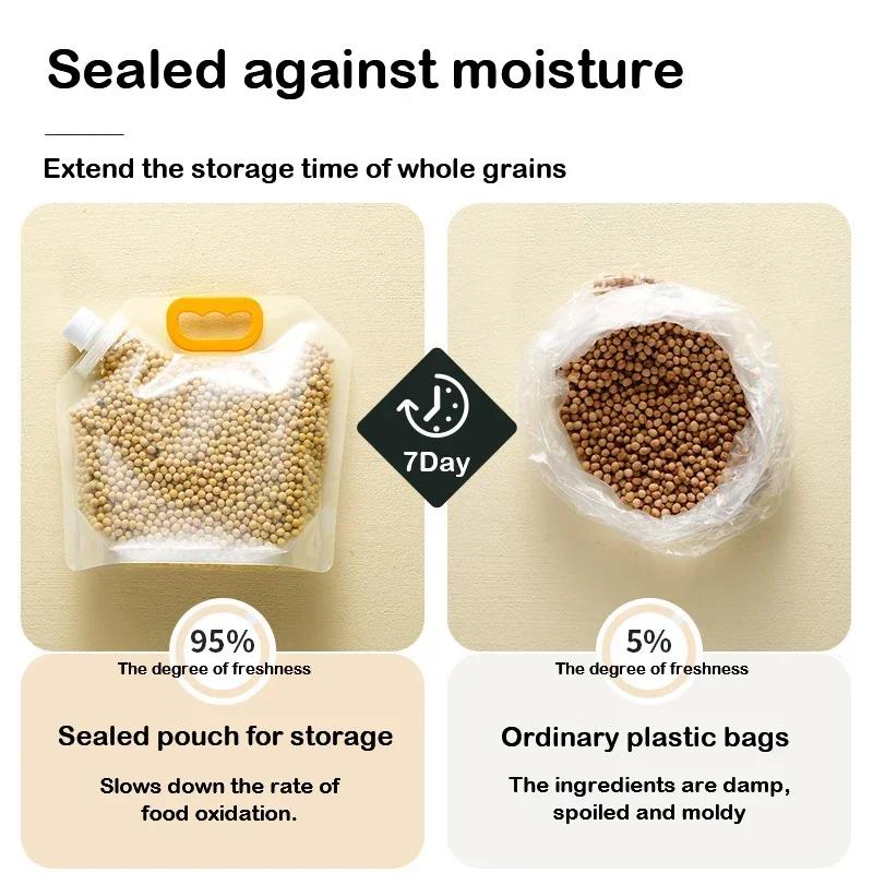 High Quality Portable Storage Bag for Multigrain and Rice, Anti Moisture & Anti Moth Transparent Food Grade Sealed Packaging Bag