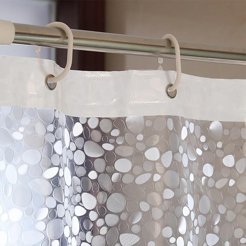 8001 PEVA 3D Pattern Shower Curtain with Steel Hooks for Bathroom, 180x180cm