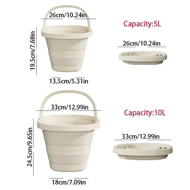 Multifunctional Folding Bucket 5/10L Portable Outdoor Fishing Bucket Compact Thickened Collapsible Wash Basin
