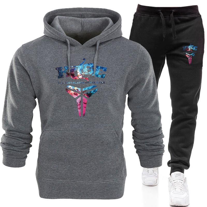 Kobe Bryant Memorial Hoodie Set Mens Black Mamba Streetwear Starry Sport Tracksuit Winter