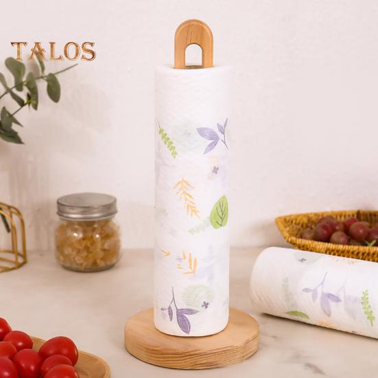 Wooden Paper Towel Holder with Stable Base Non-Slip Design Easy Setup Kitchen Roll Paper Holder Storage Rack
