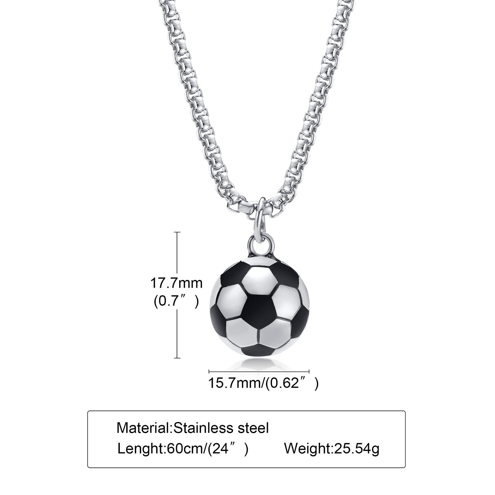 

3D Football Necklaces For Men, Solid Stainless Steel Casual Scoocer Pendants, Sports Lover Boys Birthday Gifts Jewelry