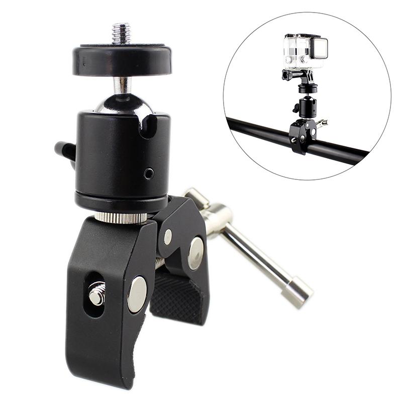 360° Ball Head Clamp 1/4 Screw Tripod Mount, Super CNC Metal Bracket for DSLR Cameras