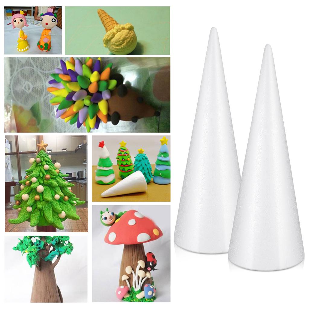 2 PCS Foam Cone Christmas and Crafts for Kids Themed Party Ornament DIY Decorations Children Supplies Shaped Polystyrene