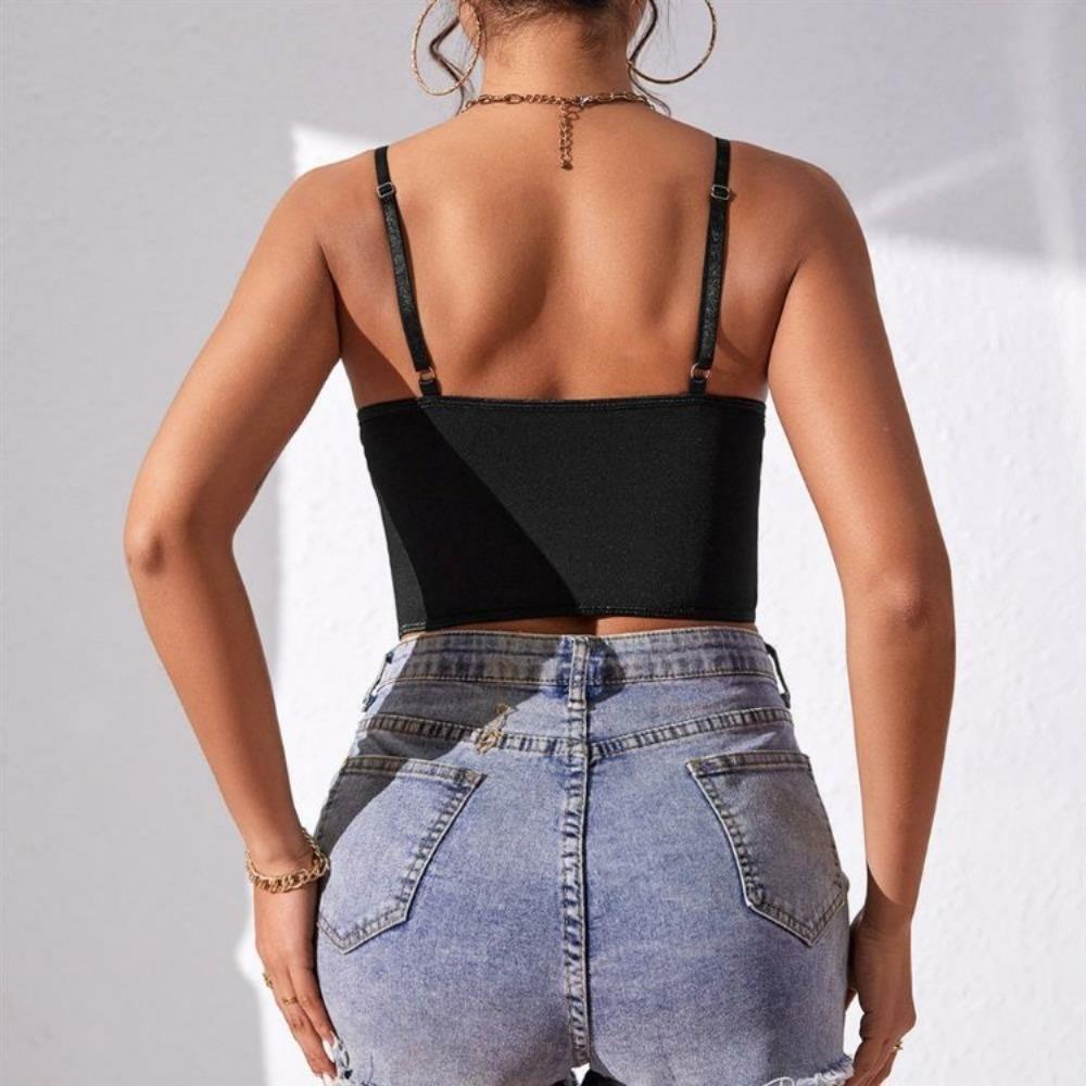 Schmal geschnittenes Spitzen-Camisole Ärmellose Crop Tops Mode Spitzenkorsett Reisen
