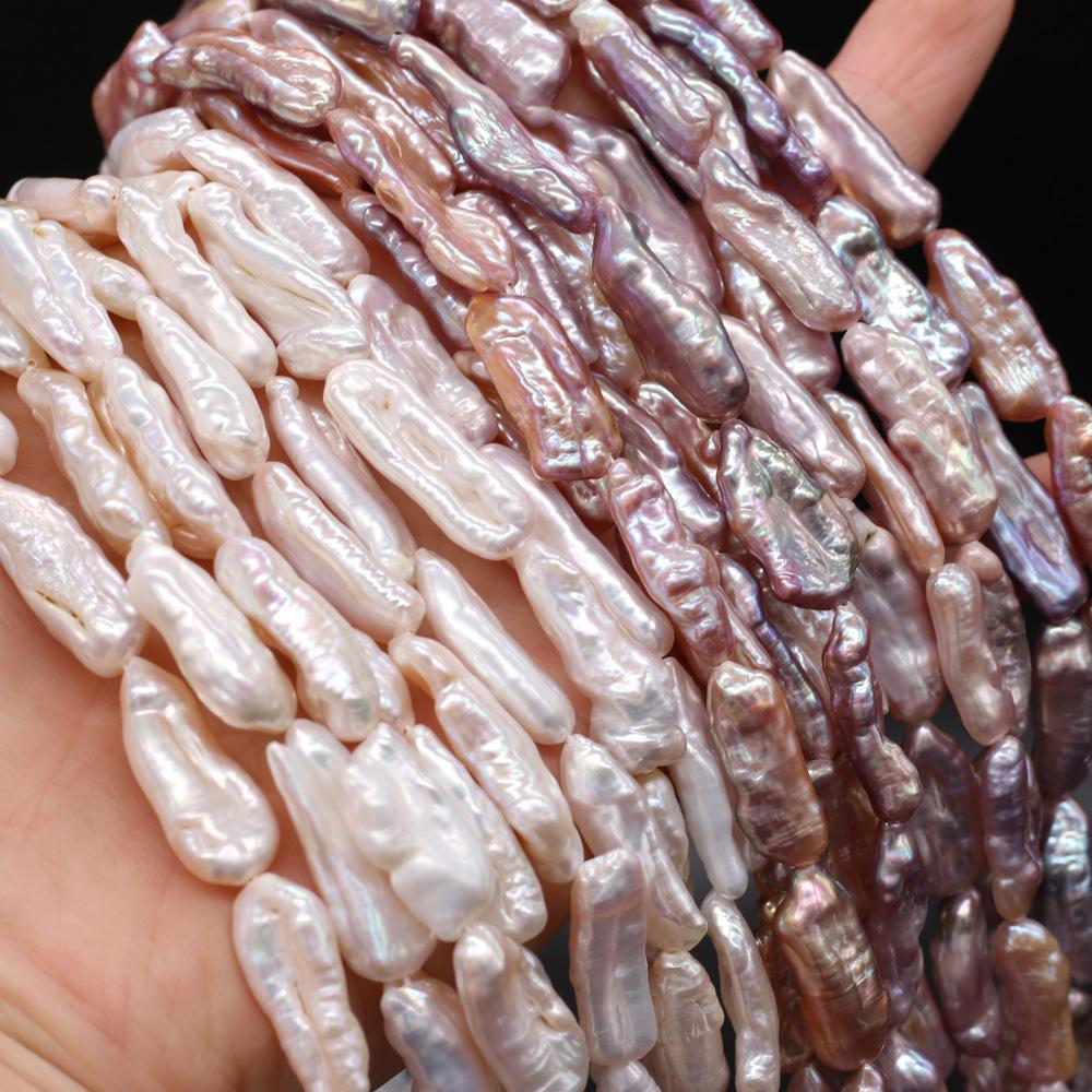 1String, Baroque Pearls, 7×20-8×22mm, Rectangle Natural Freshwater Pearl Beads for Jewelry Making DIY Supplies, Women's Craft Gifts 36cm