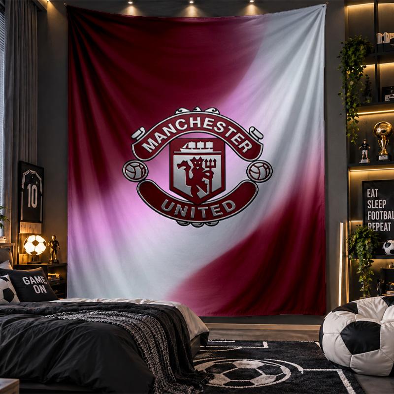 Arazzo da Appendere alla Parete Stampa Manchester United FC Tessuto per Soggiorno Camera da Letto Decorazione per la Casa