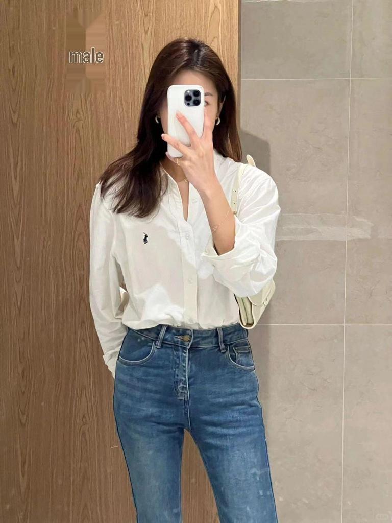 Unisex Classic RL Old Money Embroidered Horse Long Sleeve Casual Shirt