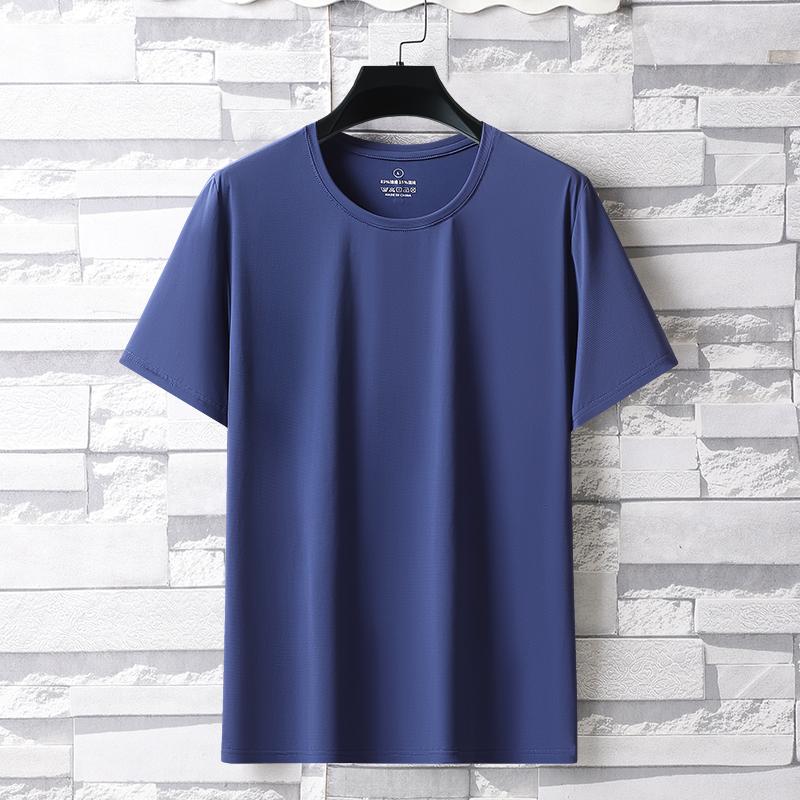 Summer Ice Silk High Elastic Men's Sports and Leisure T-shirt Comfortable Breathable Sweat-absorbing Quick Drying Top
