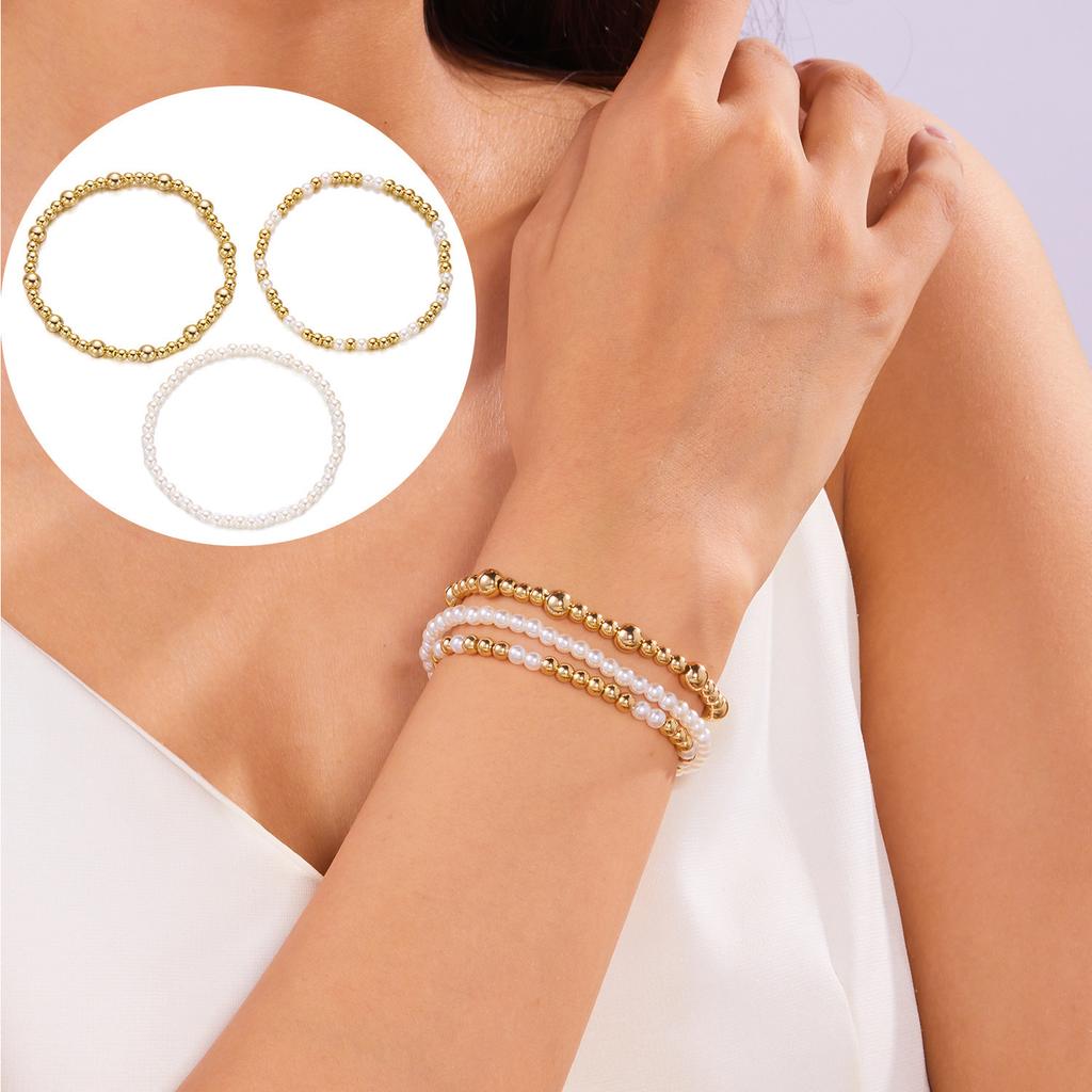 Bracelet women's high sense creative imitation pearl love beaded bracelet fashion stacking combination set bracelet