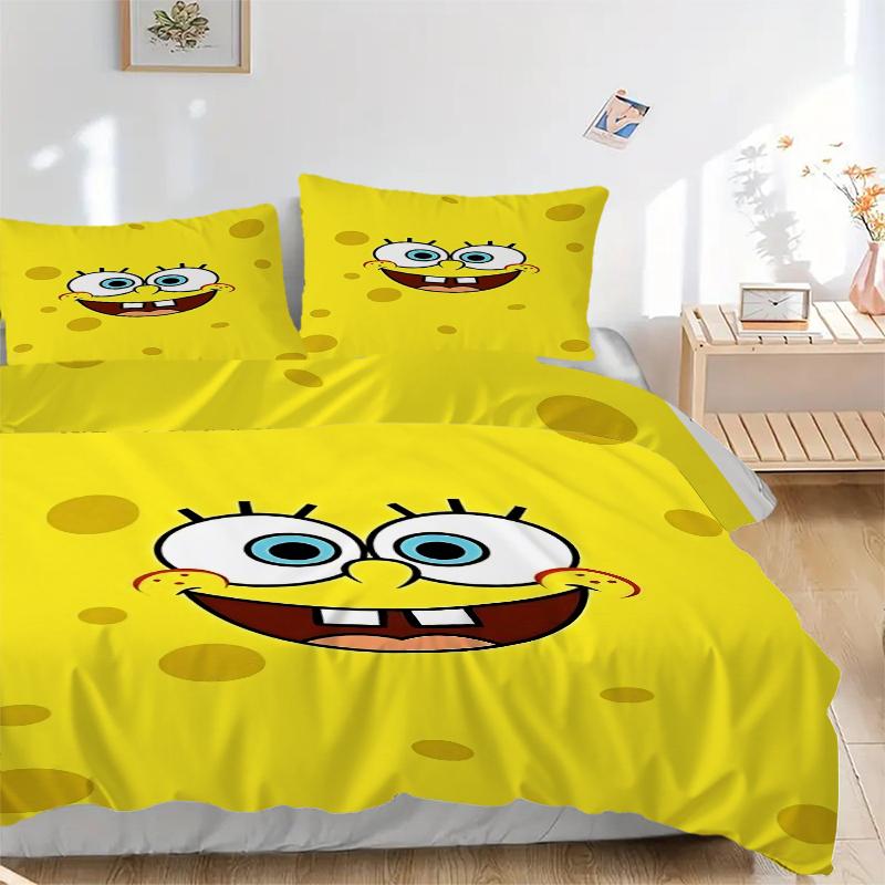 3Pcs Spongebob Squarepants Face Bedding Sets For All Sizes New 3D Printed Bed Cover Comforter Duvet Cover Pillowcase Bedroom Decoration