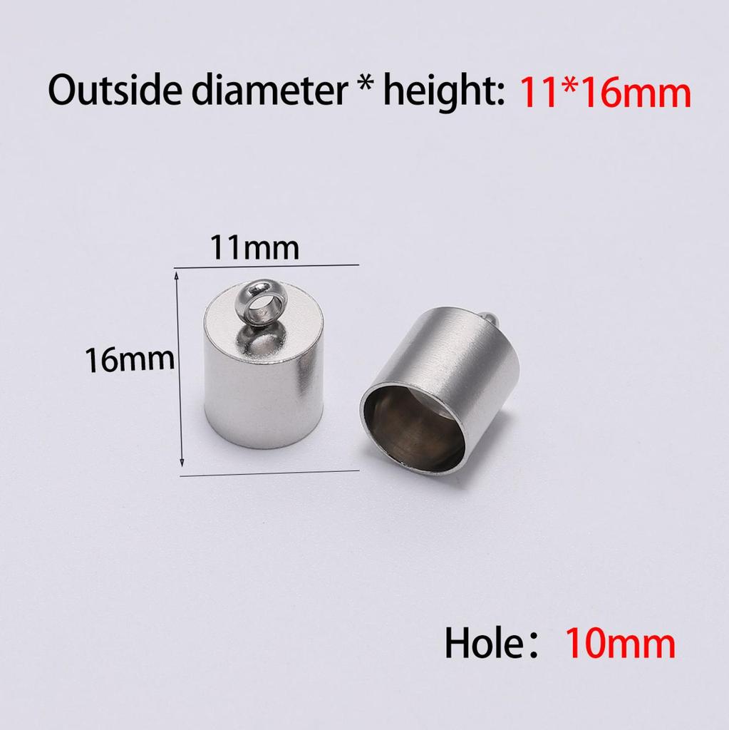 10pcs/lot Stainless Steel End Tip Cap Fit 2-10mm Tassel Leather Cord End Crimp Caps For DIY Jewelry Making Bracelet Accessories