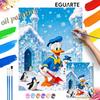 Digital Oil Painting Art Kit Donald Duck Winter Snow Castle Penguin Snowman Handmade Coloring Painting Home Decor