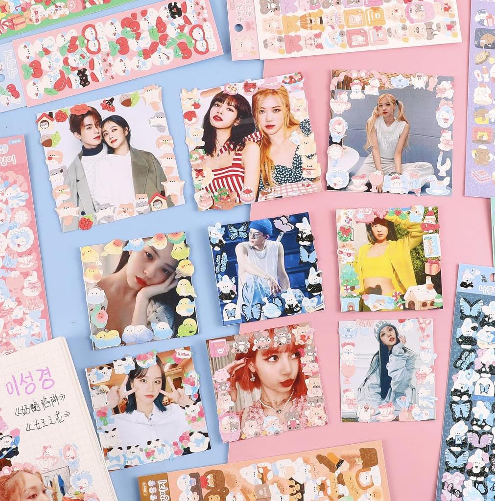 324 Korean Character Deco Stylish and Reward Large Animal Small Pastel Colors [12 Sheets, Stickers] Stickers, Glitter, Sparkle, Cute, Stickers,