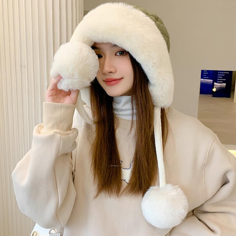 Thickening Windproof Outdoor Custom Pompom Ladies Fashion Winter Warm Cold Weather Hoodies Hats