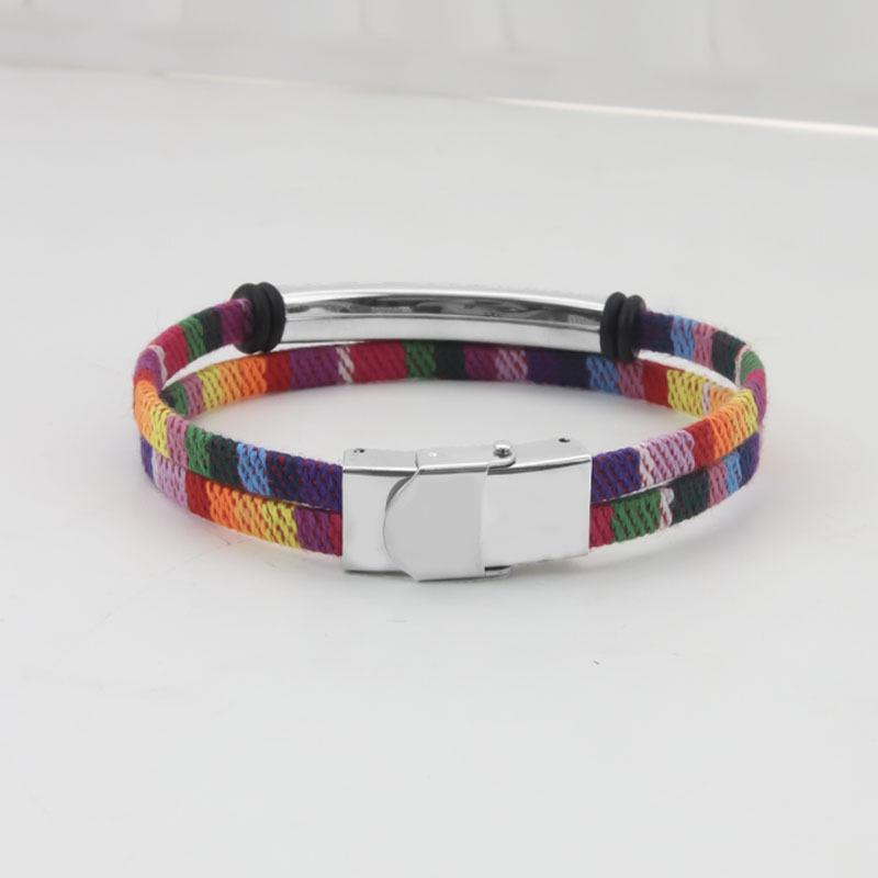 European & Korean Bohemian Multi-color Yabu Stainless Steel Woven Couple Bracelet