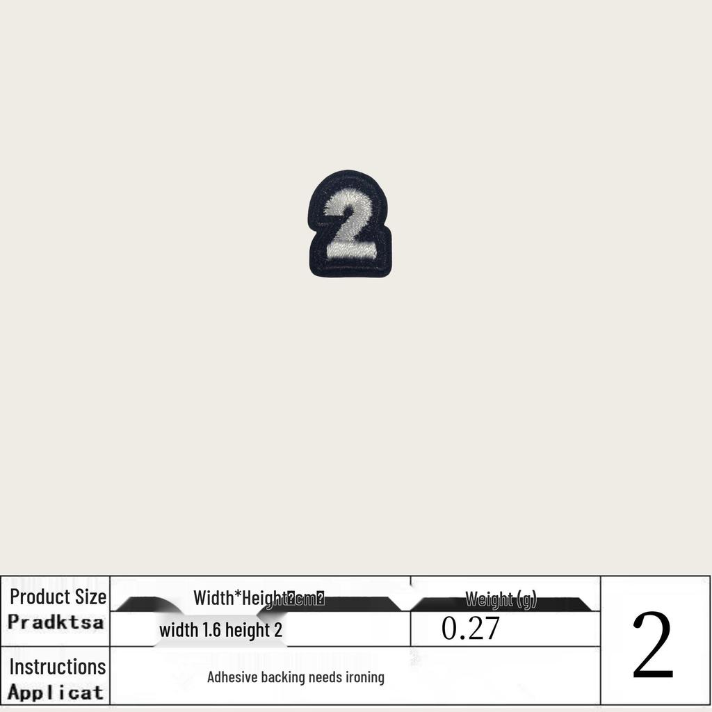 White 0-9 Iron-on Embroidered Number Patches for Clothing