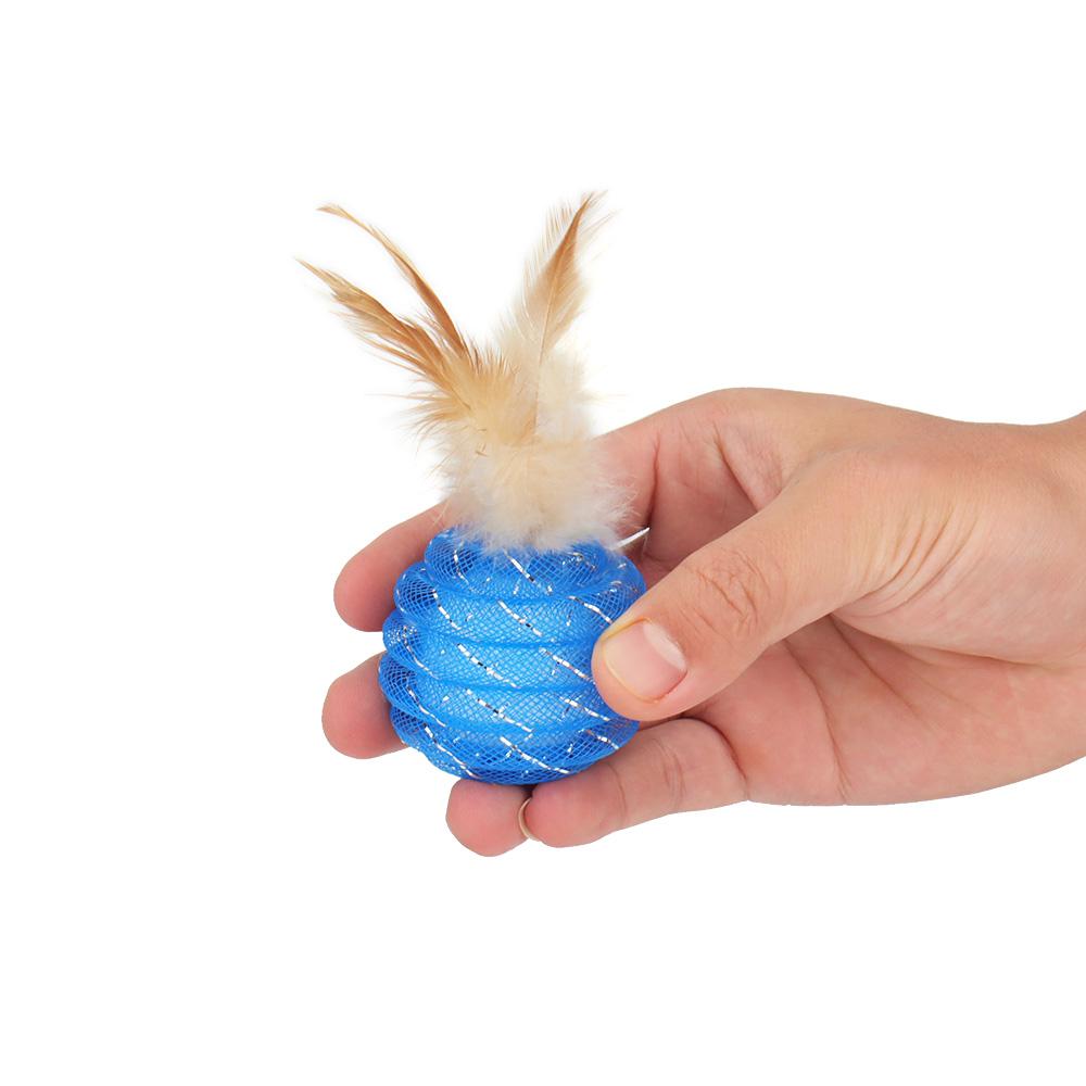 6pcs Pet Toys Feather Ball Candy Color Feahter Kitten Playing Cat Ball Toy