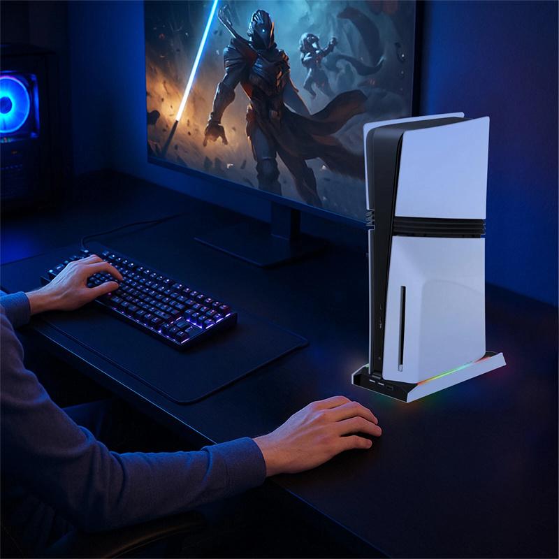 Pro Ps5 Slim/Ps5 Pro Vertikální chladicí stojan Základna Rgb Vr Headset Nabíječka Ovladače Dokovací Stanice S 3rychlostním Chladicím Ventilátorem Pro Ps5