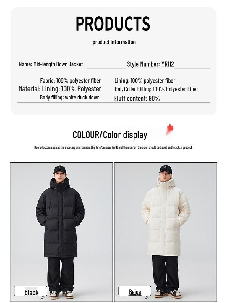 Unisex Luxury White Duck Down Hooded Puffer Coat - Winter 2025 High-End Cold Protection