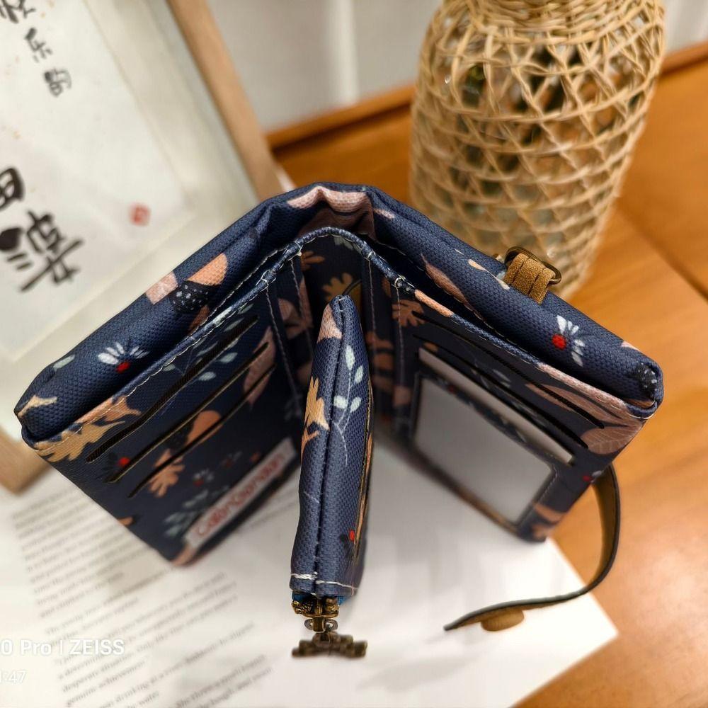 Flower Short Trifold Wallet Elephant Coin Pouch Casual Printed Card Bag  Men