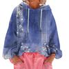 Women's Floral Print Loose Casual Long Sleeved Hooded Sweatshirt