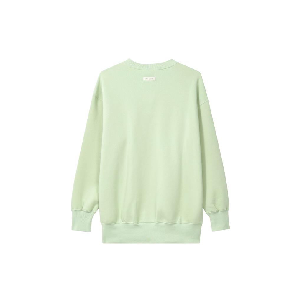 Nike Sportswear Phoenix Fleece Letter Crewneck Pullover Sweatshirt Women Sweatshirt Light-Olive-Green Gray FN3655-371