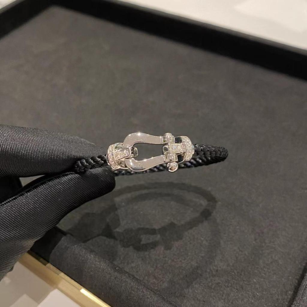Zodiac Year Fred 10 Horseshoe Diamond Bracelet, 18K Rose Gold & Red String, Unisex Couple Style.