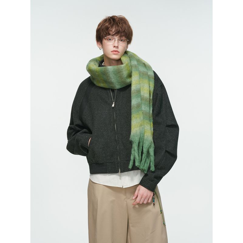 Dream Made American-Style Cleanfit Stand-Up Collar Woolen Jacket for Men, Spring and Autumn Boxy Short Silhouette Jacket