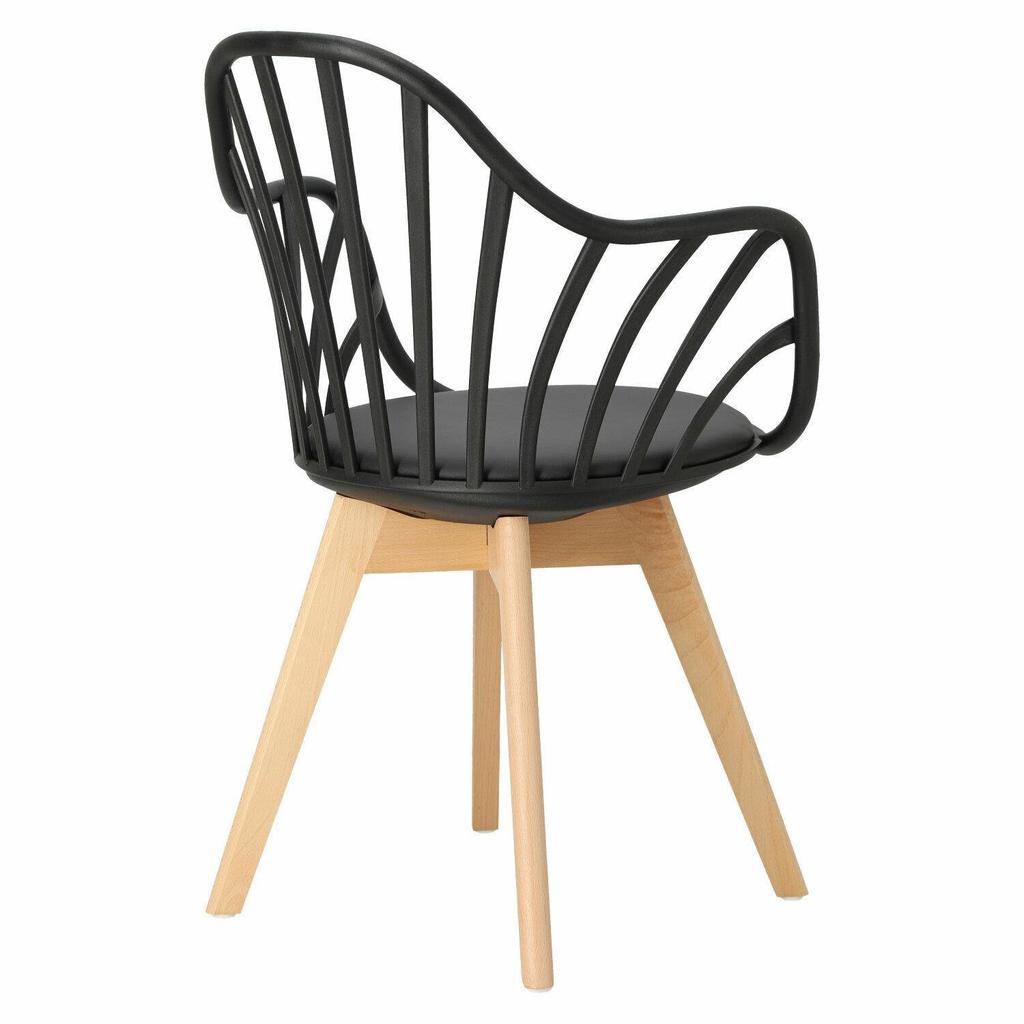 Sirena Stuhl mit Armlehnen und Kissen | SCHWARZ