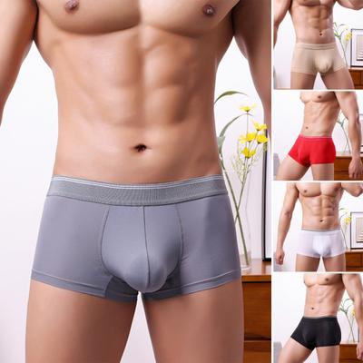 Men Boxer Underwear Elastic Mid-Waist Design U-Convex 3D Cutting Shorts Briefs Comfortable