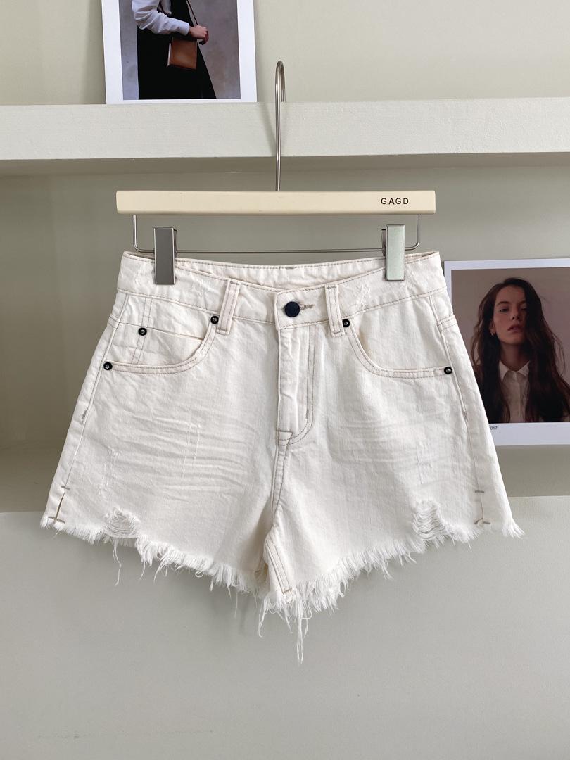 

Spicy Girl High Waist Vintage Ripped Denim Shorts - Women s Slimming A-Line Summer Hot Pants Medium кремовый/белый