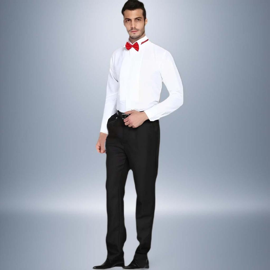 Herren Langarm Schwarz & Weiß Bühnenperformance Hemd