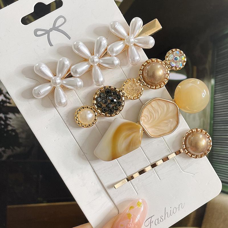 

1 Набір Перлинних Заколок для Волосся для Жінок Корейські Жіночі Шпильки для Волосся Дівчинка Геометричні Шпильки для Волосся Модна Шпилька Бічна Кліпса Аксесуари для Волосся