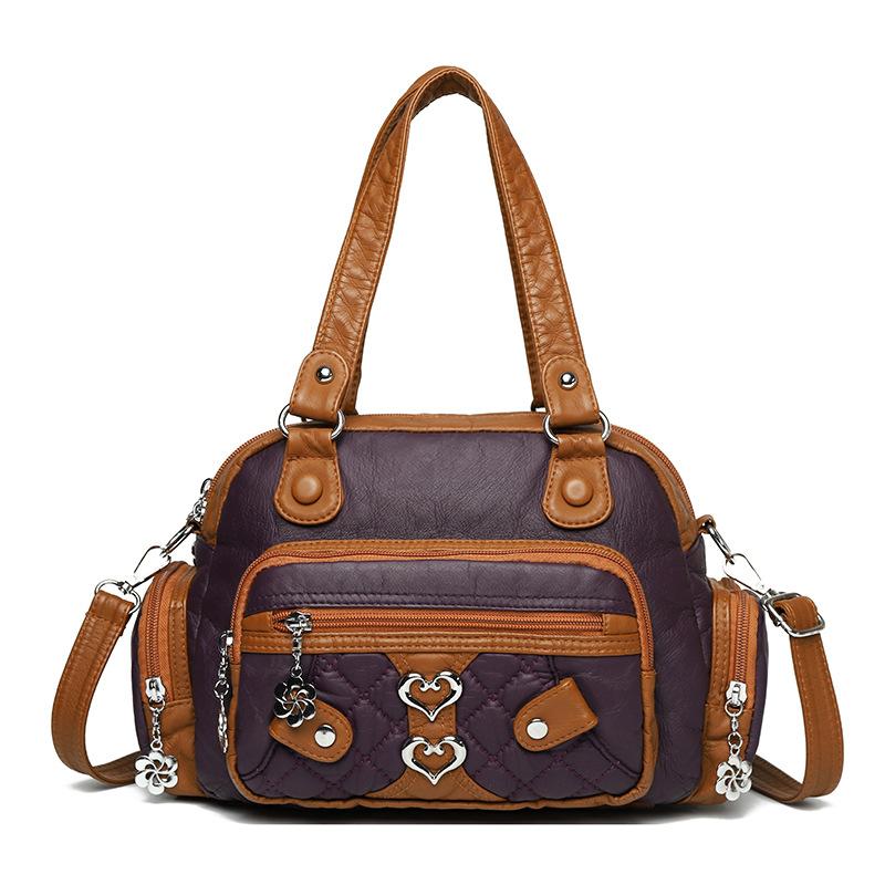 Retro Ladies' Single-shoulder Washed Leather Large-capacity Hand-held Soft Leather Crossbody Bag