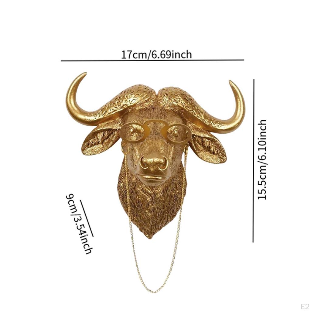 Animal Head Wall Buffalo Sculpture Decor Mount Minimalist Artistic Modern