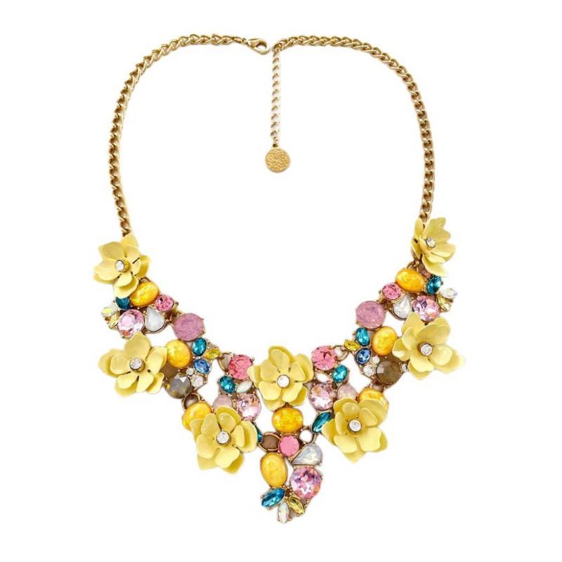 French Retro Stained Glass Spray Paint Flower Necklace - Vintage Fashion Versatile Pendant