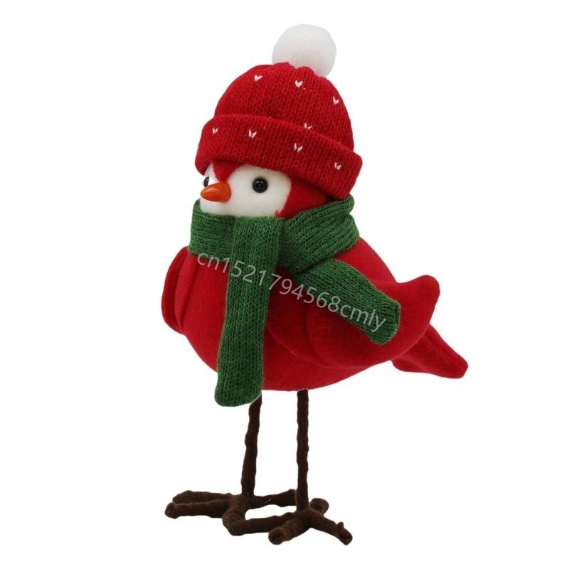 Christmas Decoration for Home Redness Simulated Birds Figurine Winter Birds Christmas Table Top Featherlys Friend 6XDE