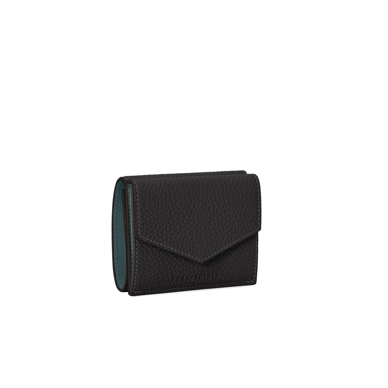 

BONAVENTURA Small Wallet x Made with the finest European Minimalist genuine A perfect (Black Green) - leather. design, thin, leather. gift. BWAT7-BKGR