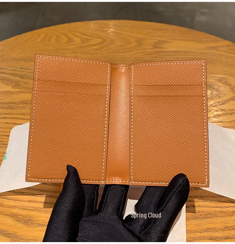 H-Familie Faltbares Kartenetui aus echtem Leder: Epsom Palmkorn, Unisex-Design für Bankkarten & Führerschein